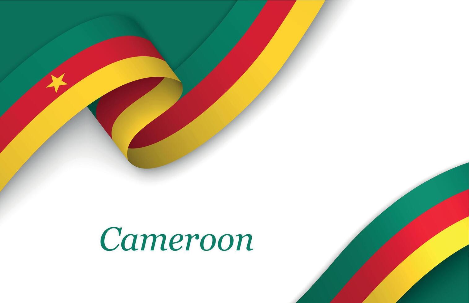 Ribbon with fllag of Cameroon on white background vector