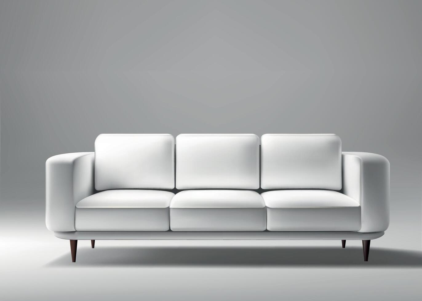 Modern White Sofa with Cushions on Gray Background vector