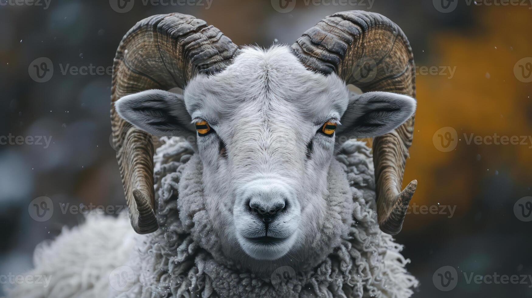 araffe with large horns and large horns standing in the snow photo