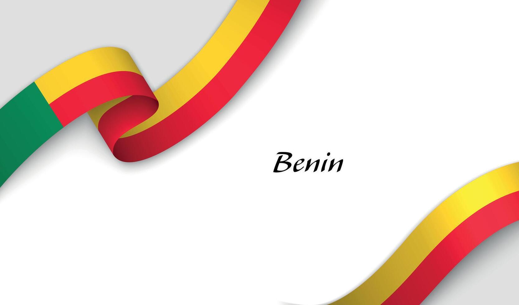 Curved ribbon with fllag of Benin on white background vector