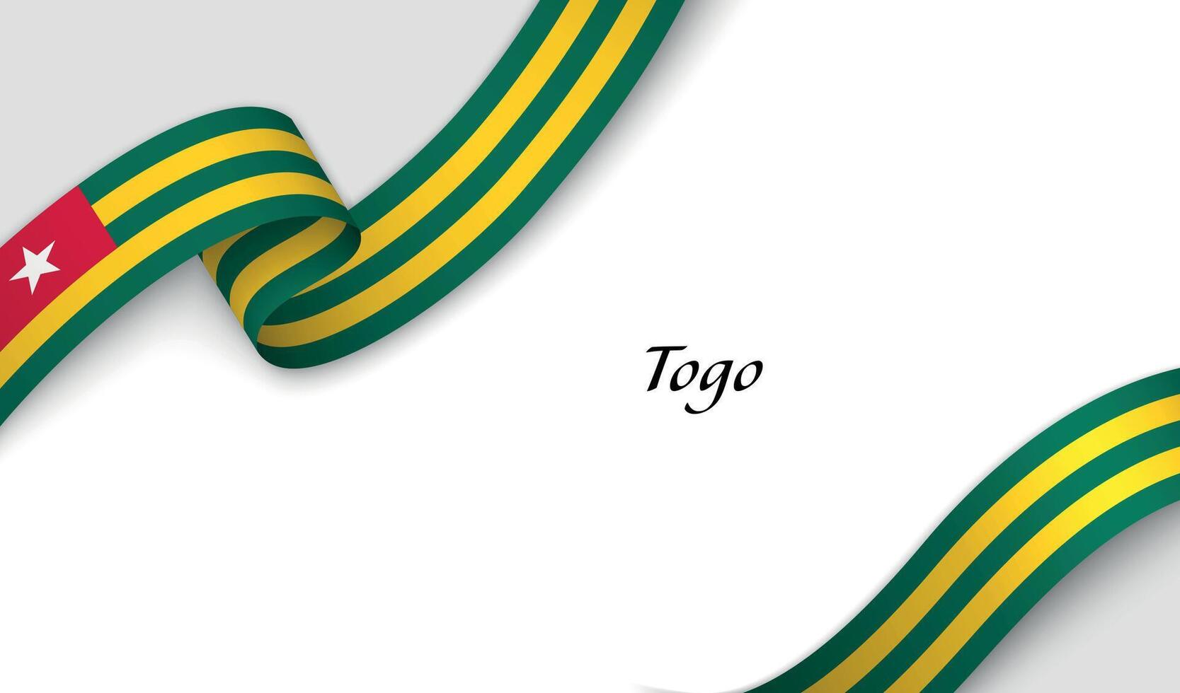 Curved ribbon with fllag of Togo on white background vector