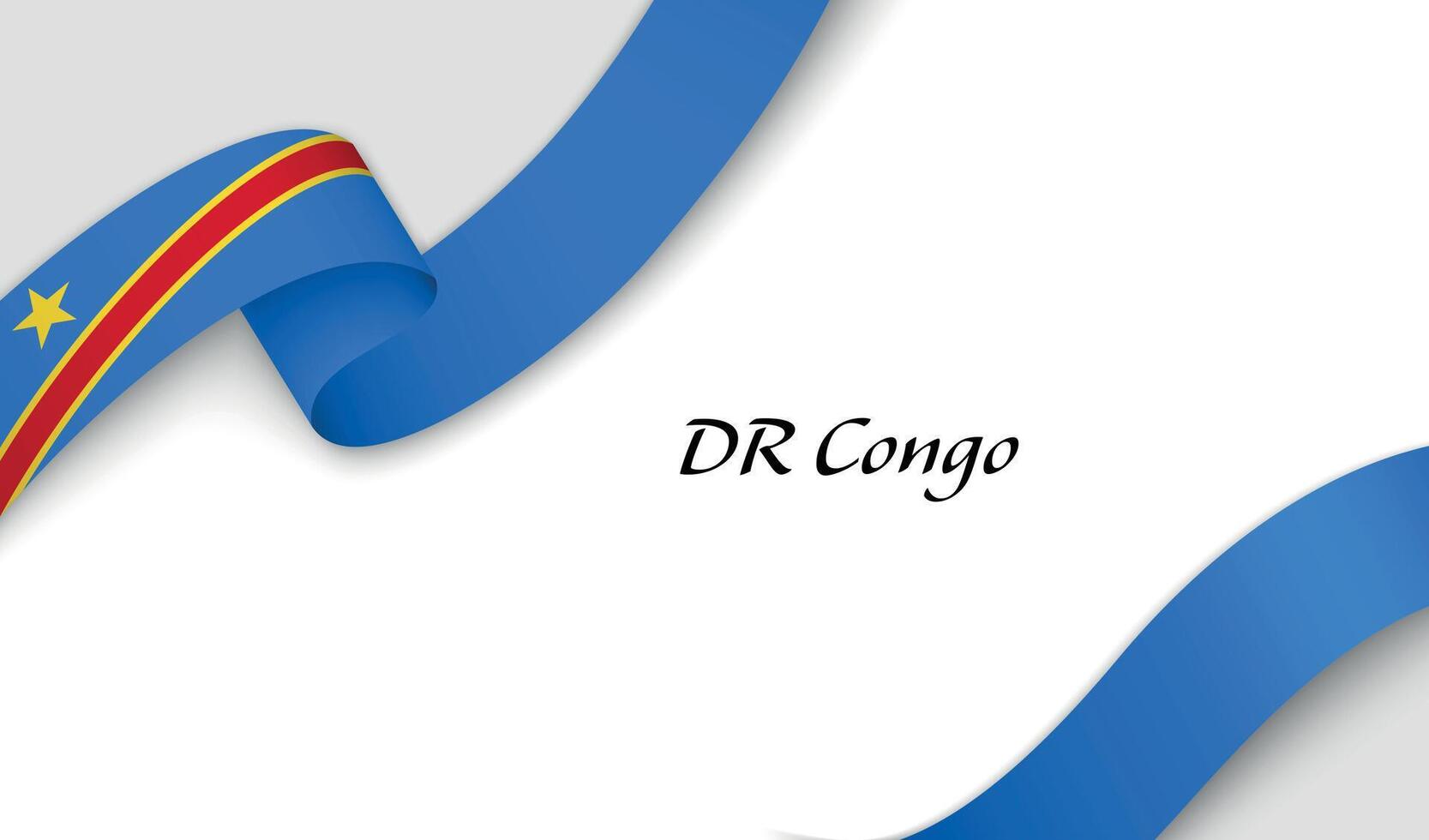Curved ribbon with fllag of DR Congo on white background vector