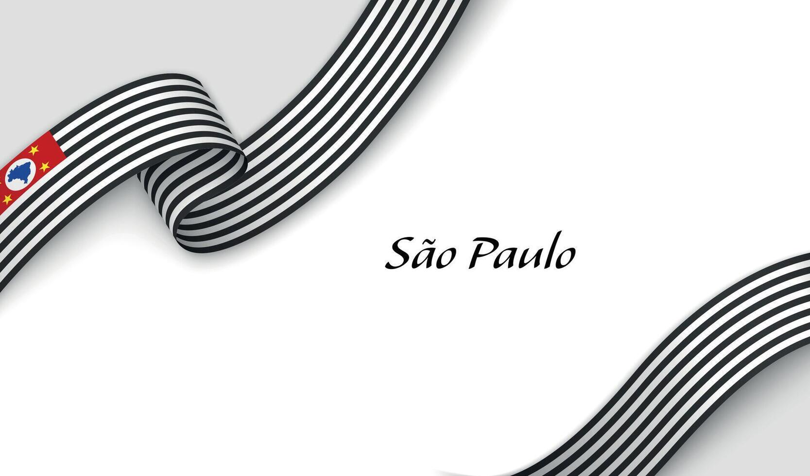 Curved ribbon with fllag of Sao Paulo is a state of Brazil on white background vector