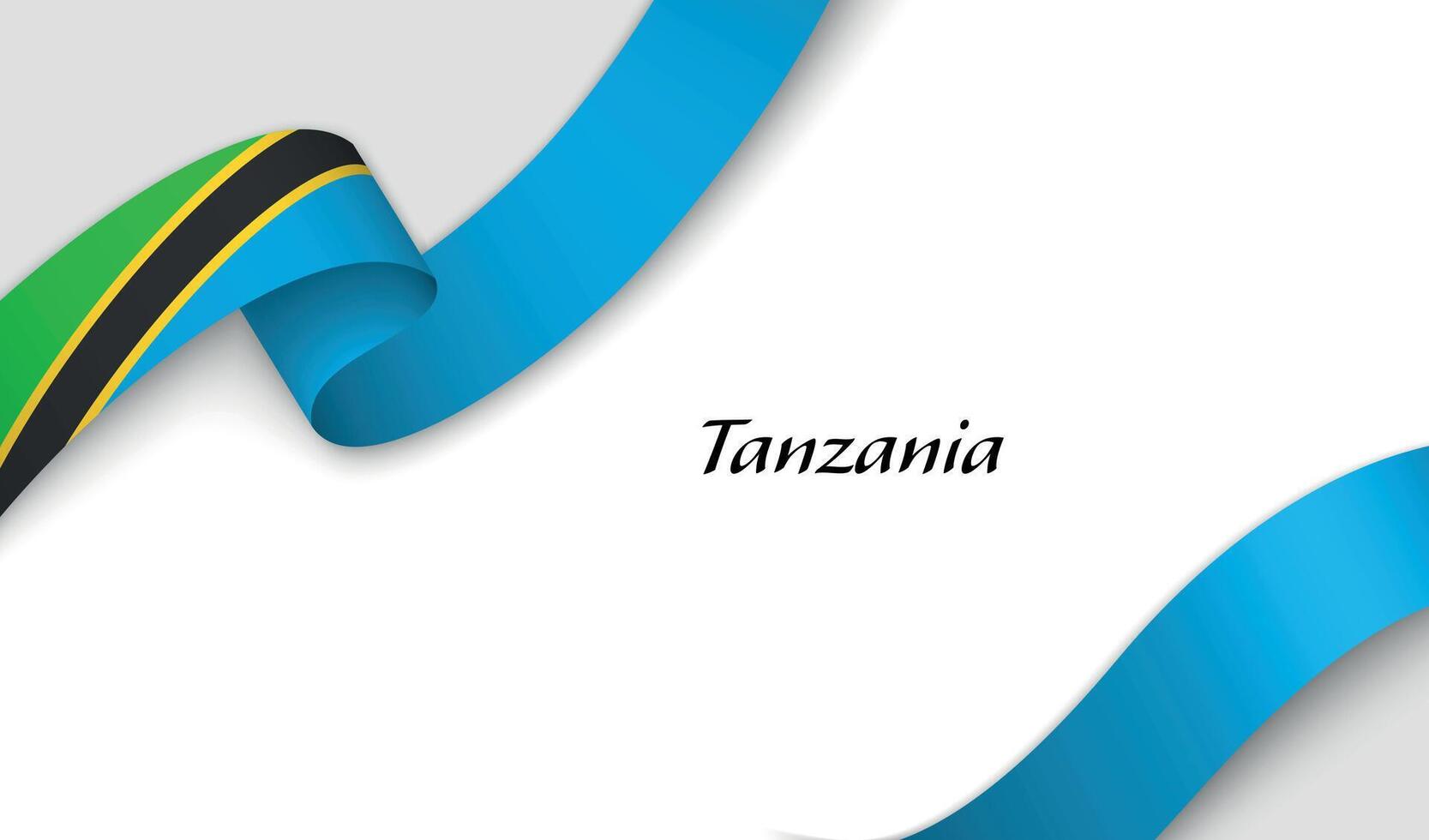 Curved ribbon with fllag of Tanzania on white background vector