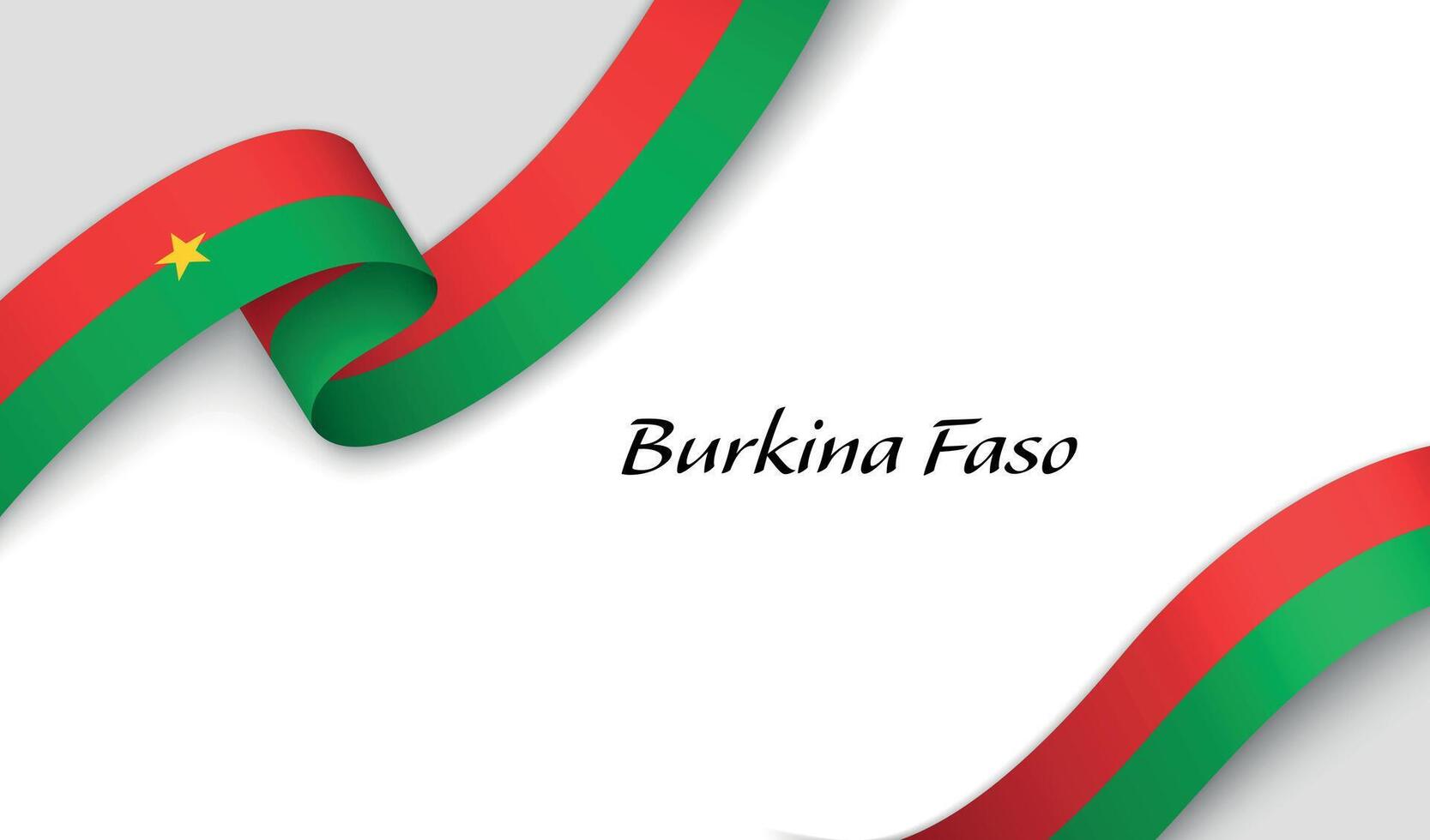 Curved ribbon with fllag of Burkina Faso on white background vector