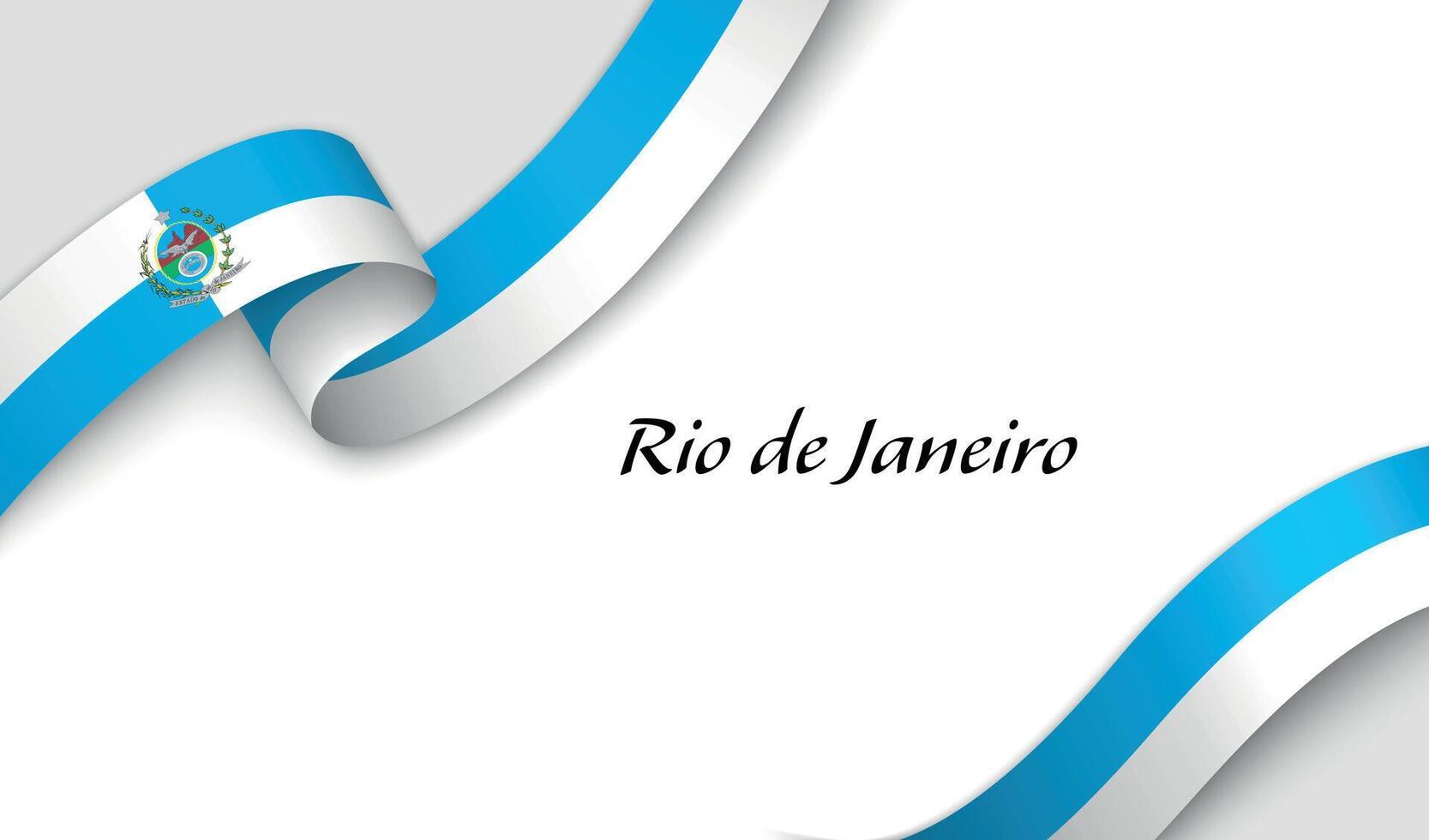 Curved ribbon with fllag of Rio de Janeiro is a state of Brazil on white background vector
