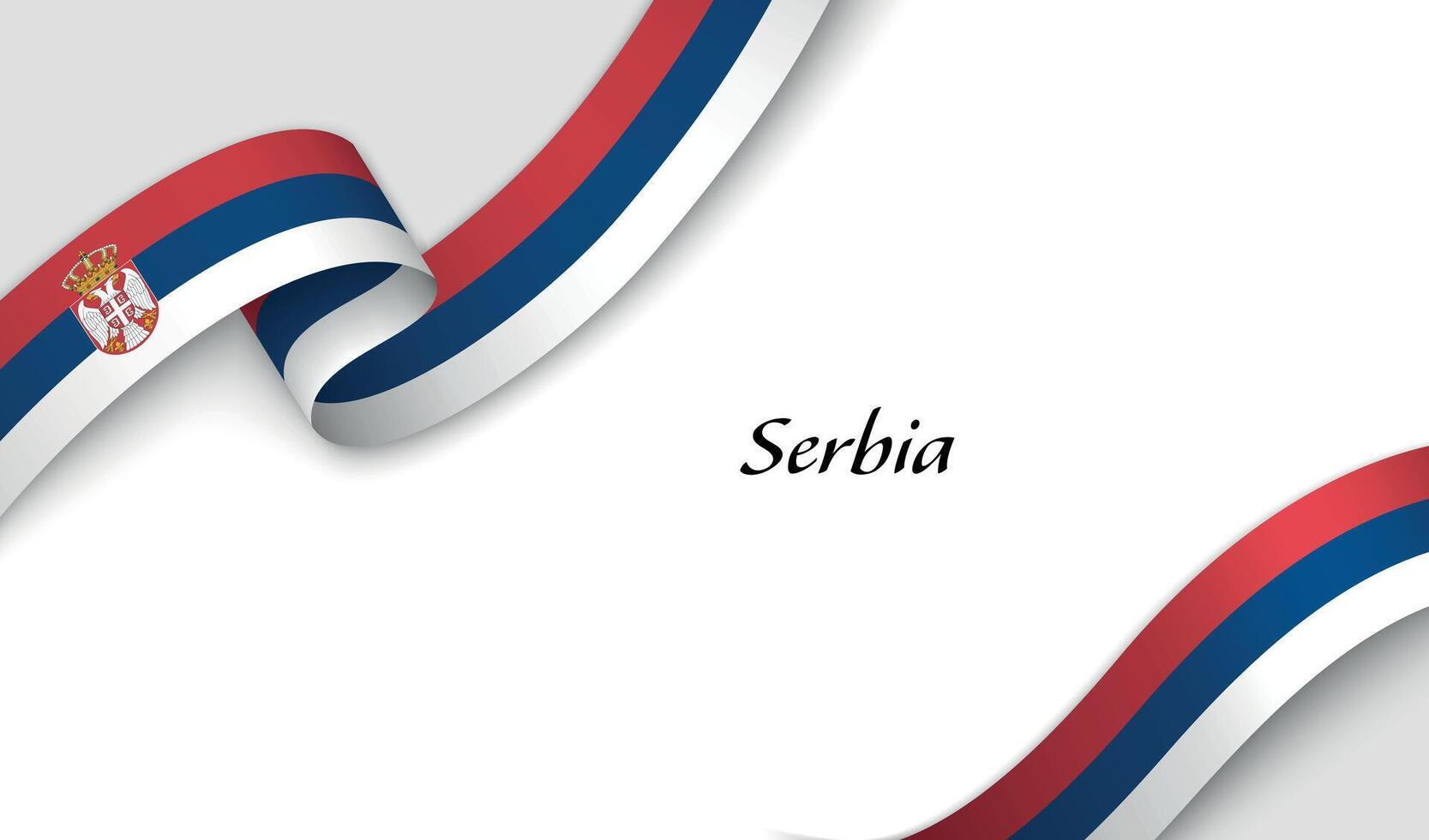 Ribbon with fllag of Serbia on white background vector
