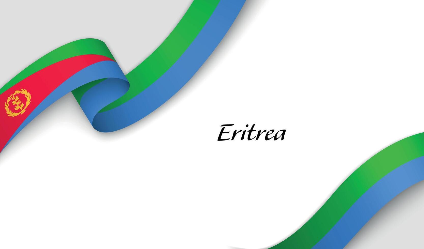Curved ribbon with fllag of Eritrea on white background vector