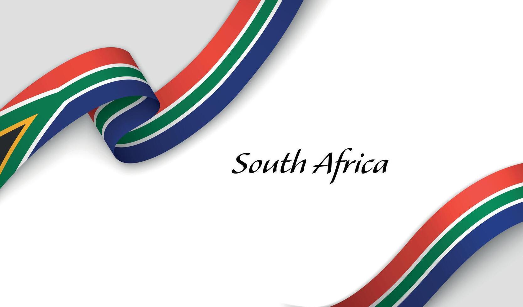 Curved ribbon with fllag of South Africa on white background vector