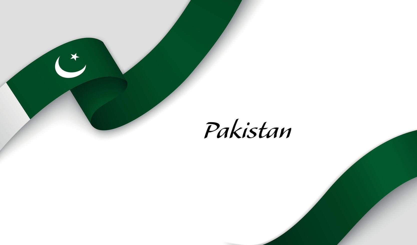 Curved ribbon with fllag of Pakistan on white background vector