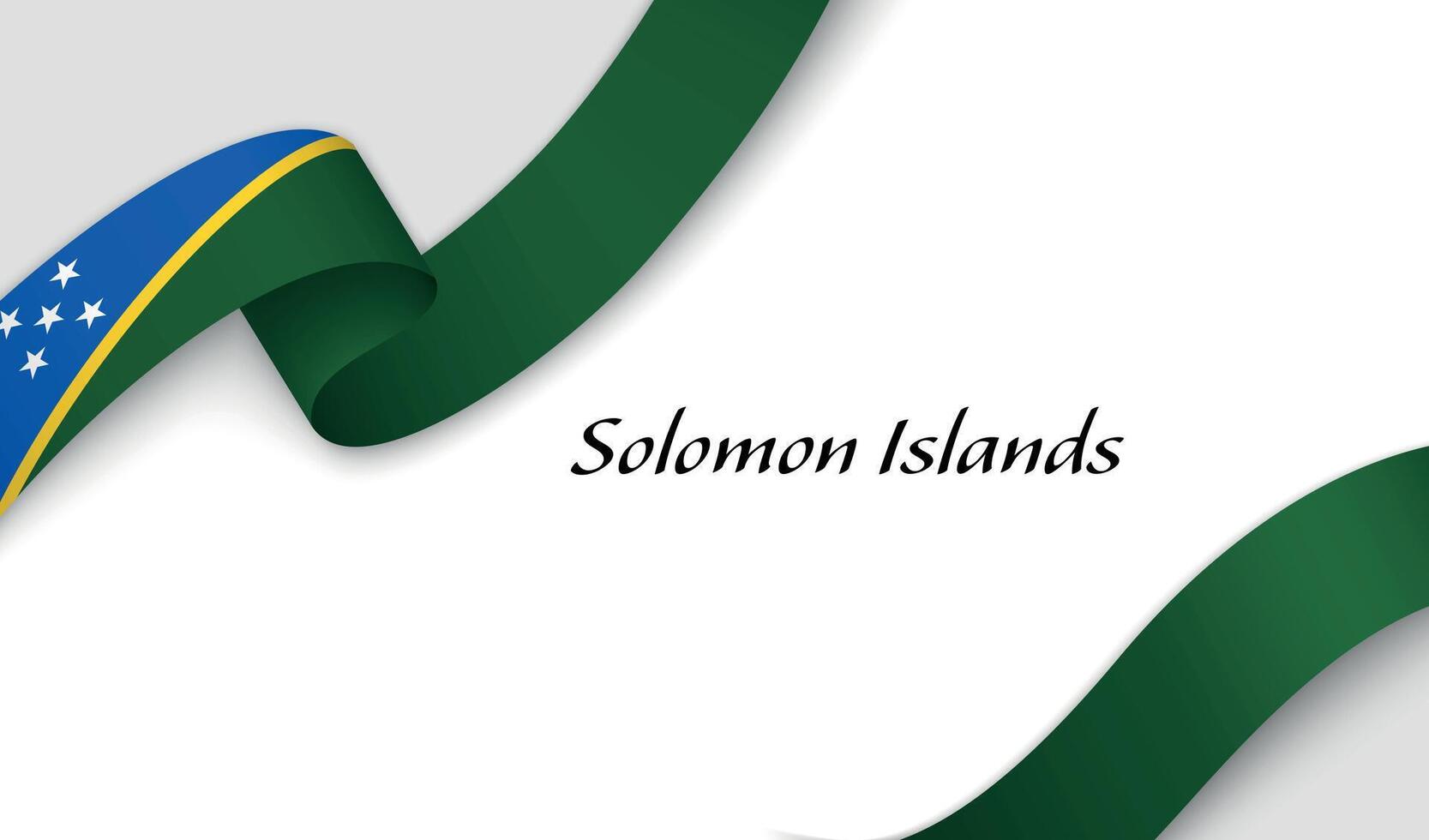 Curved ribbon with fllag of Solomon Islands on white background vector