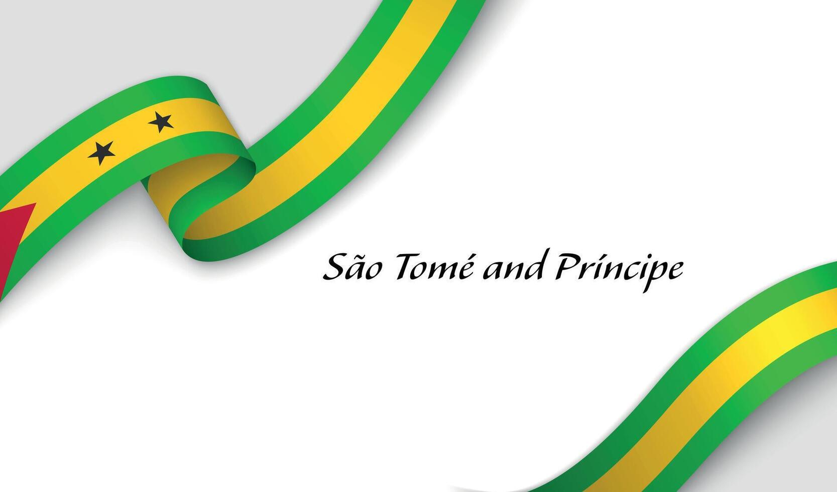 Curved ribbon with fllag of Sao Tome and Principe on white background vector