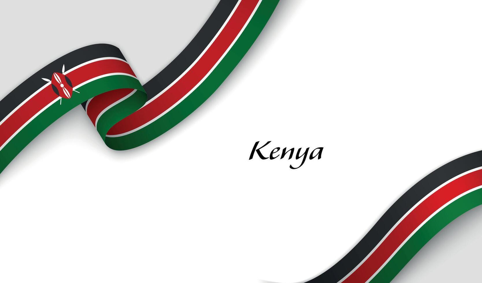 Curved ribbon with fllag of Kenya on white background vector
