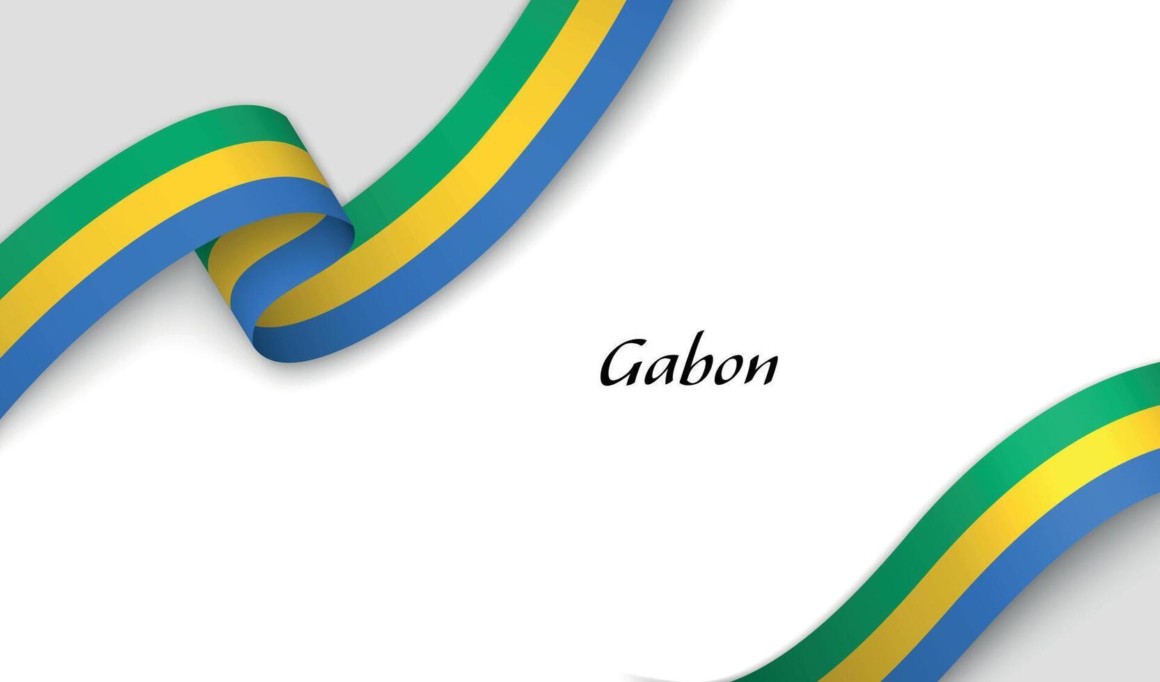 Curved ribbon with fllag of Gabon on white background vector