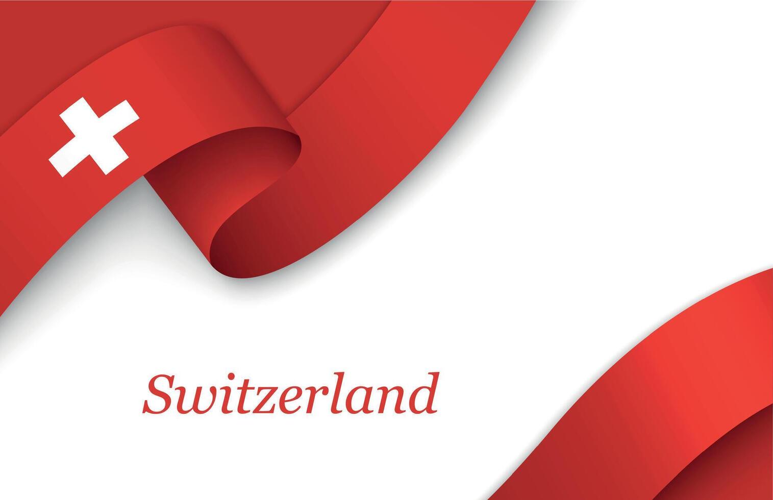 Ribbon with fllag of Switzerland on white background vector
