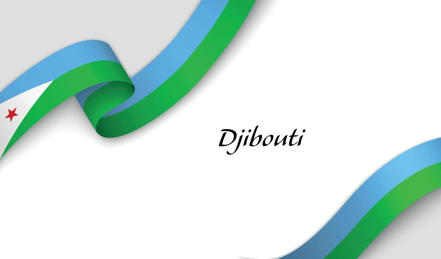 Curved ribbon with fllag of Djibouti on white background vector
