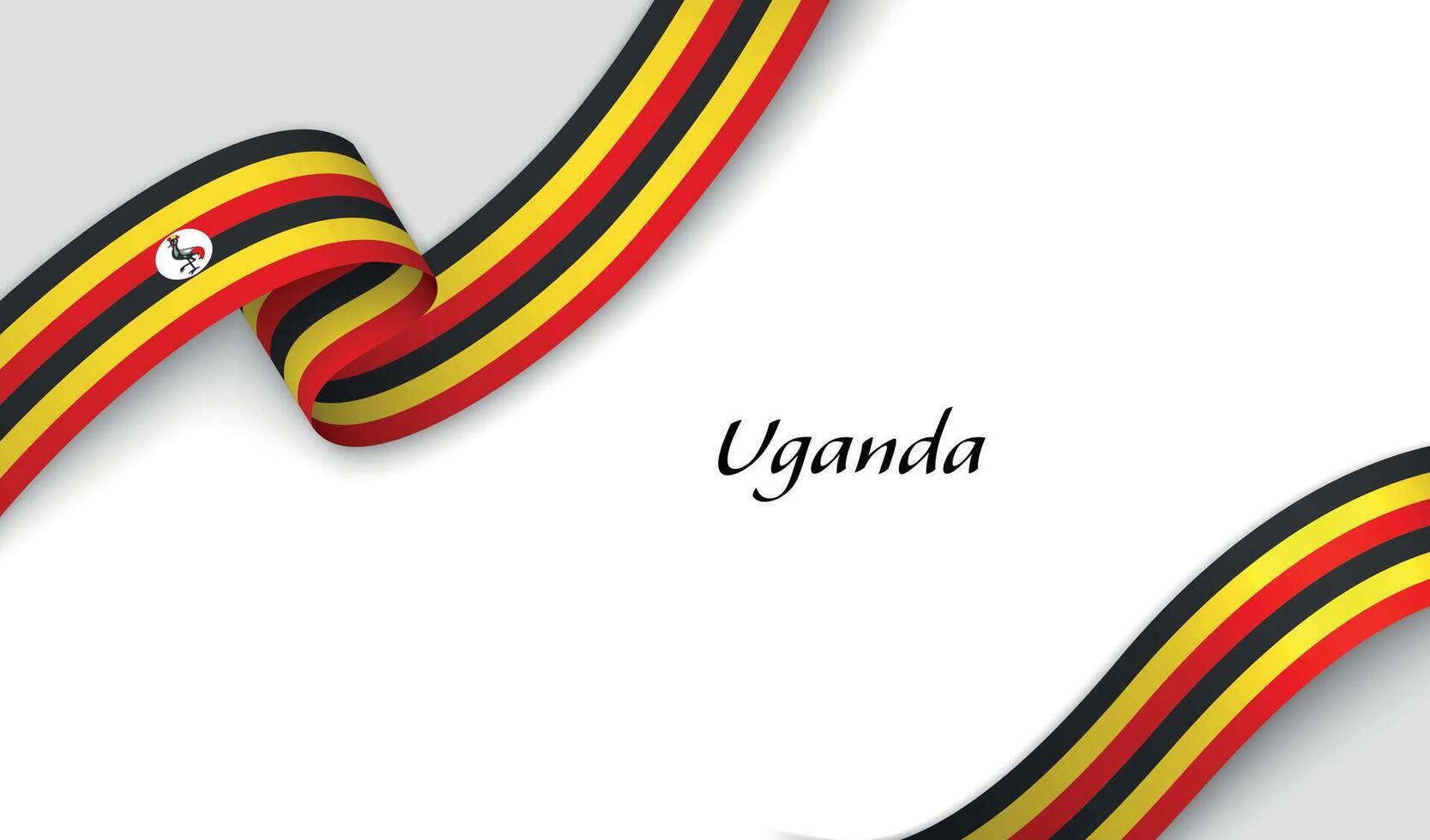 Curved ribbon with fllag of Uganda on white background vector