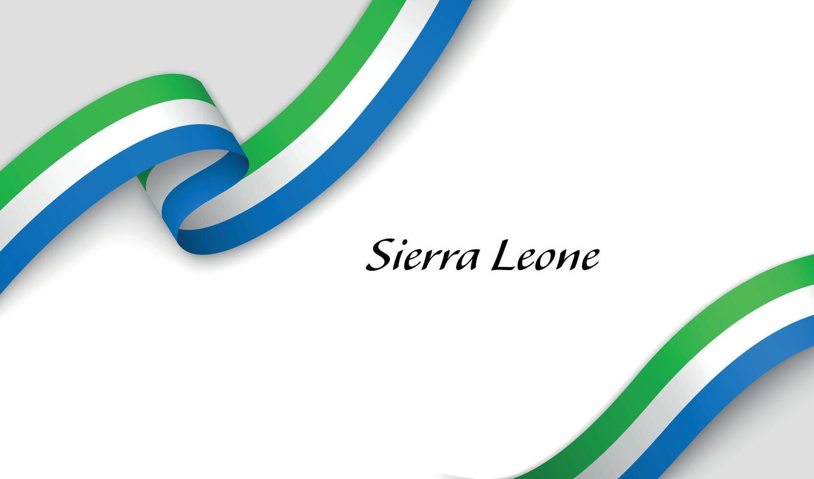 Curved ribbon with fllag of Sierra Leone on white background vector
