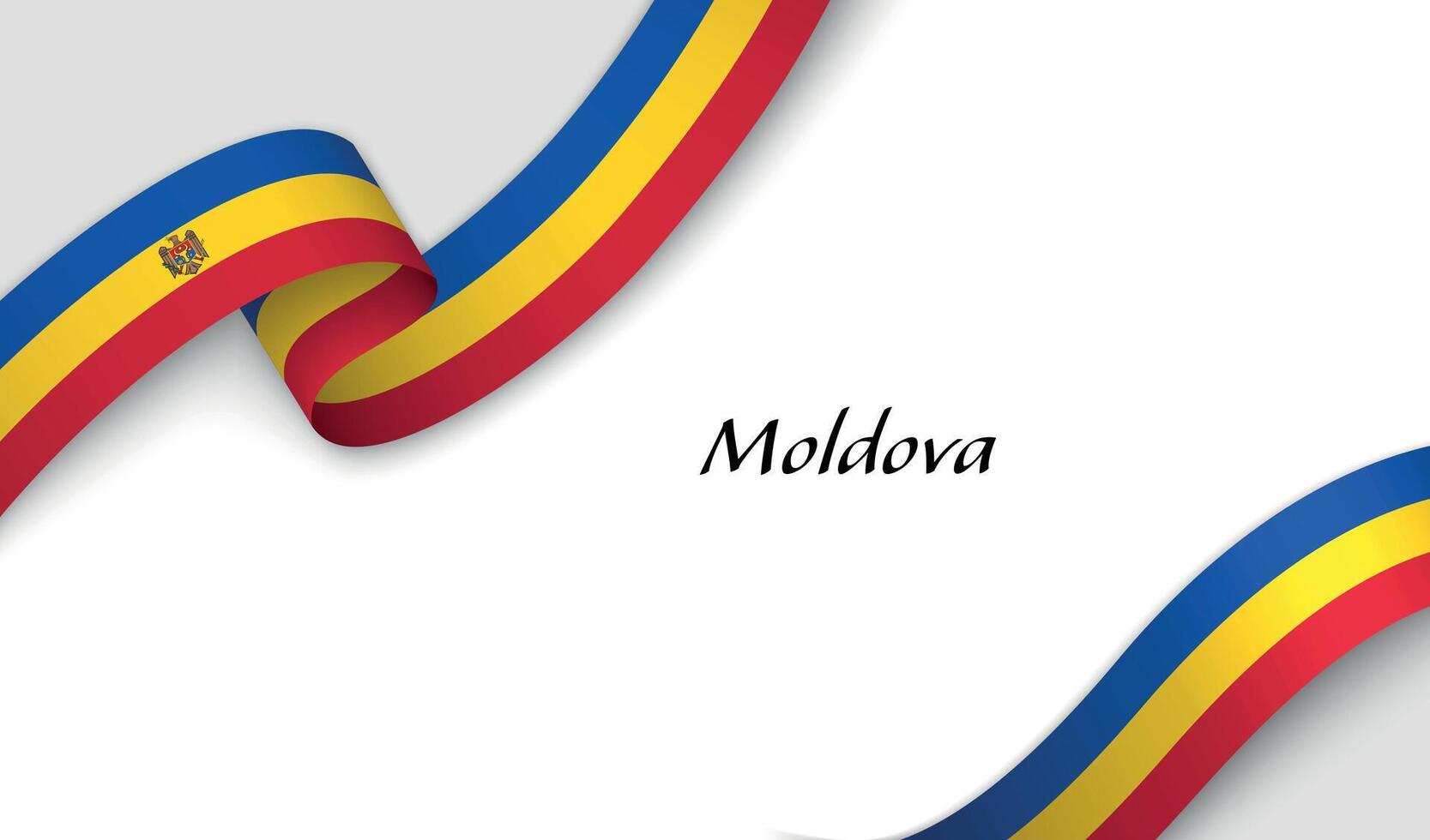 Ribbon with fllag of Moldova on white background vector