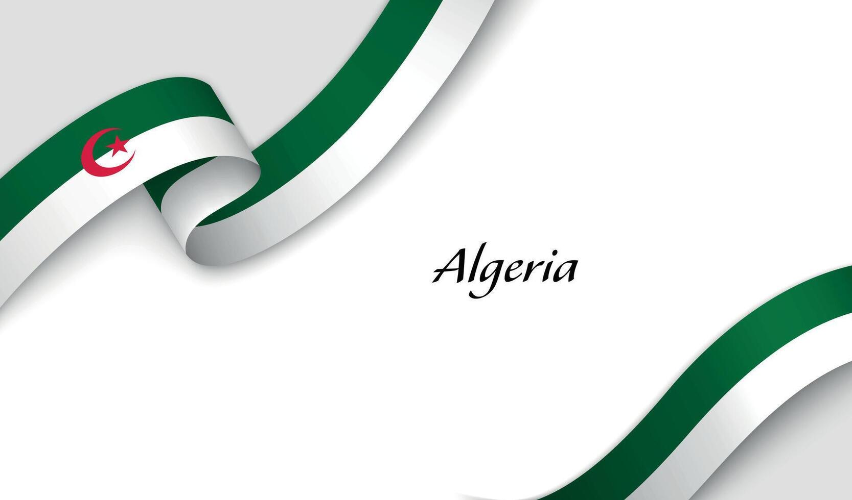 Curved ribbon with fllag of Algeria on white background vector
