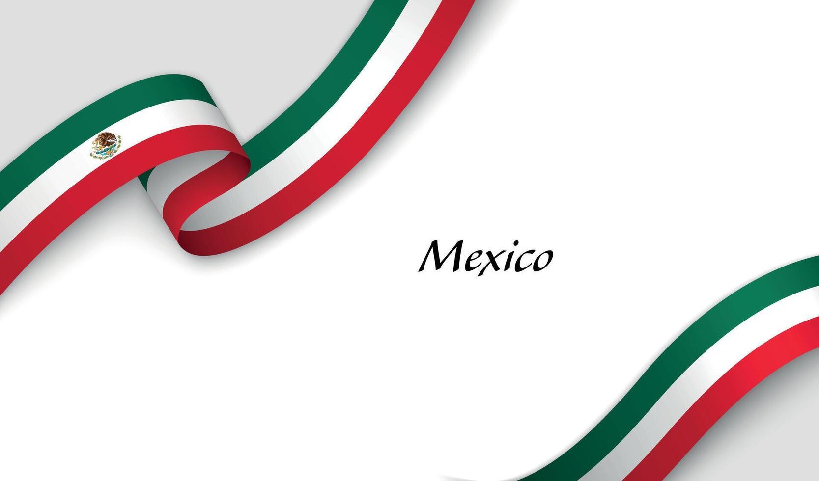 Curved ribbon with fllag of Mexico on white background vector