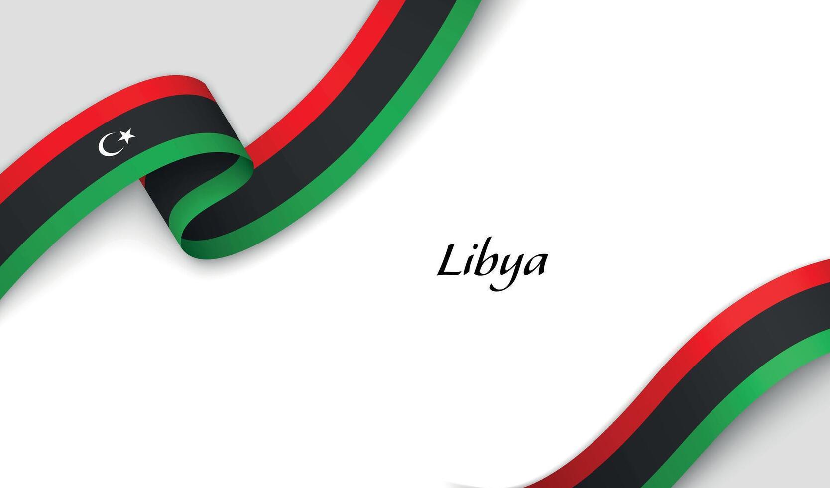 Curved ribbon with fllag of Libya on white background vector