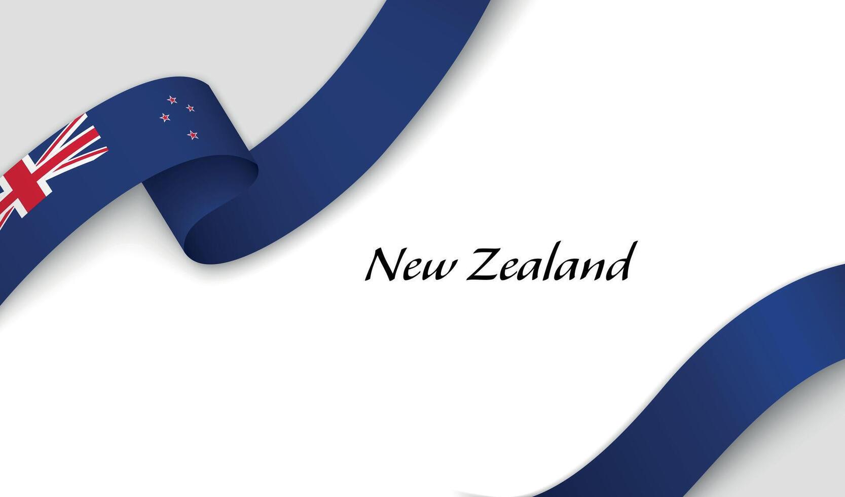 Curved ribbon with fllag of New Zealand on white background vector