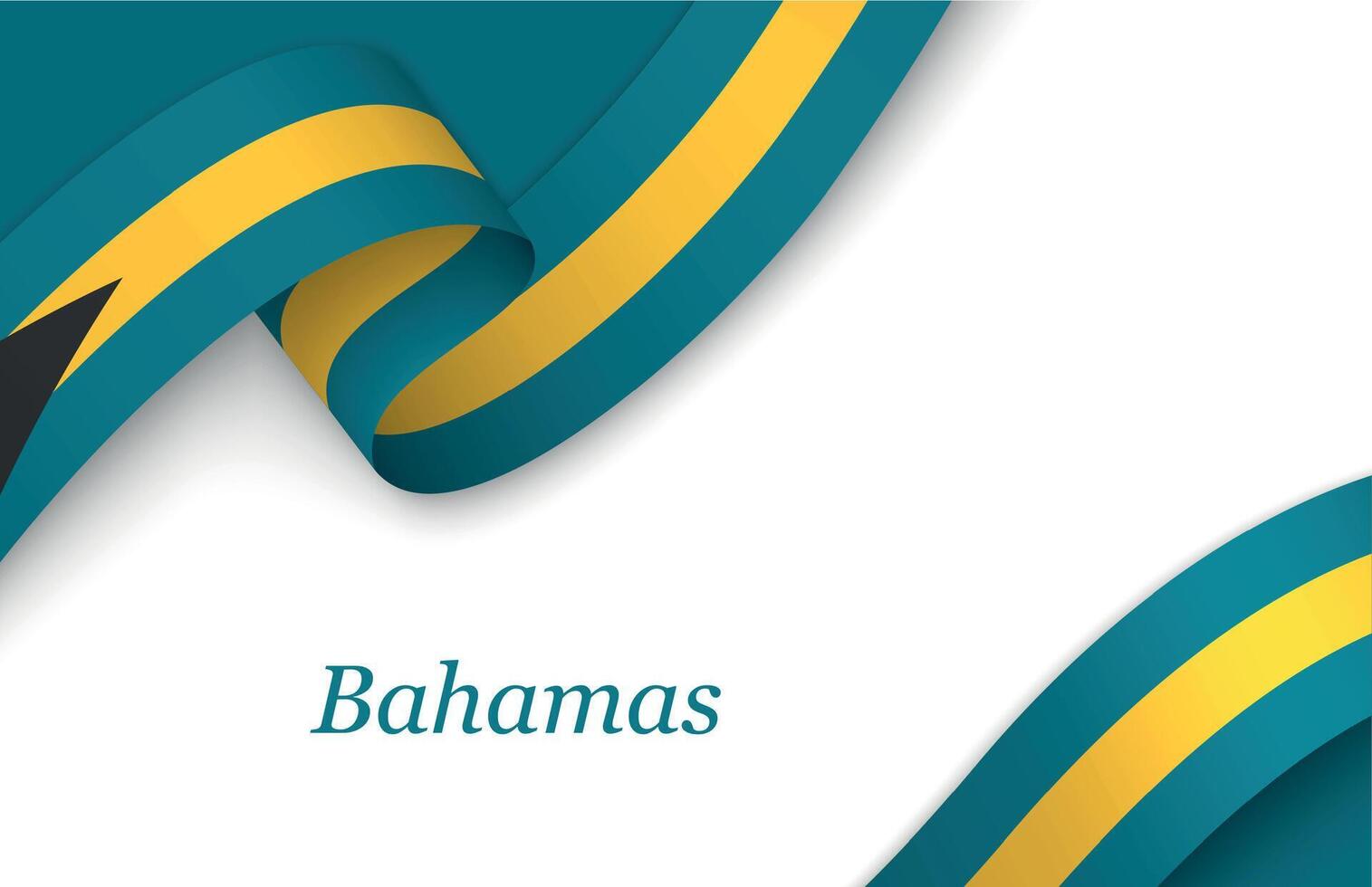 Ribbon with fllag of Bahamas on white background vector