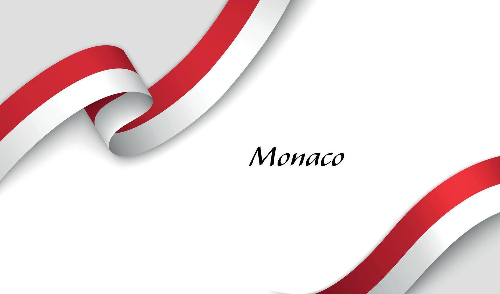 Ribbon with fllag of Monaco on white background vector