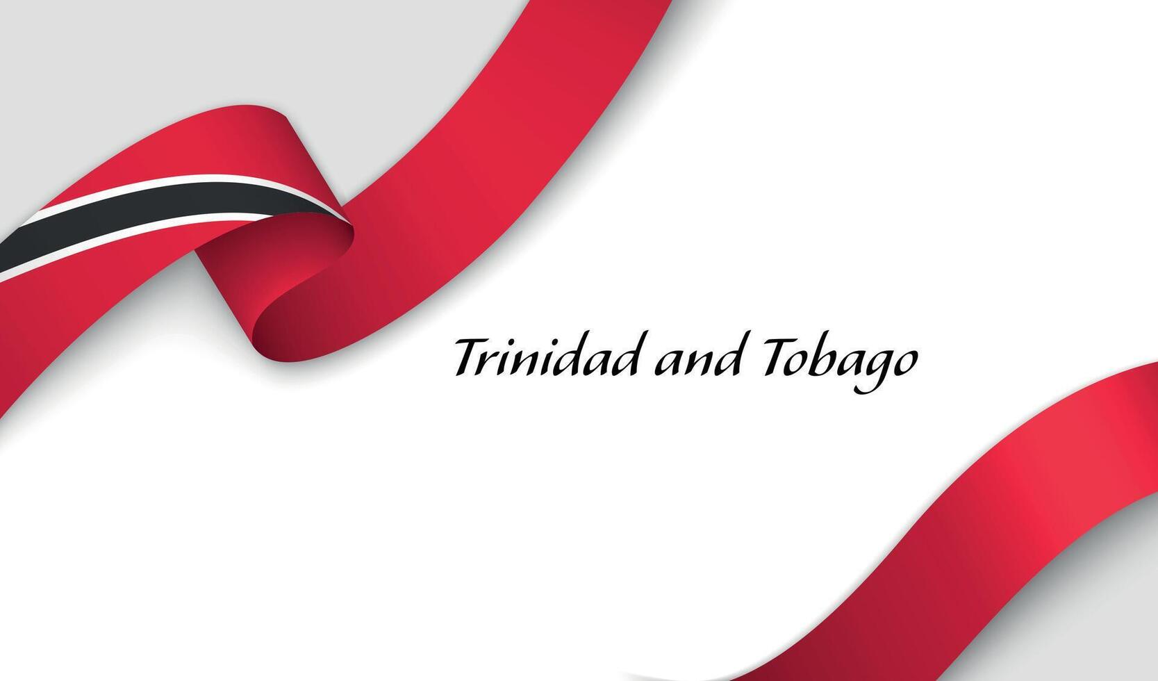 Curved ribbon with fllag of Trinidad and Tobago on white background vector