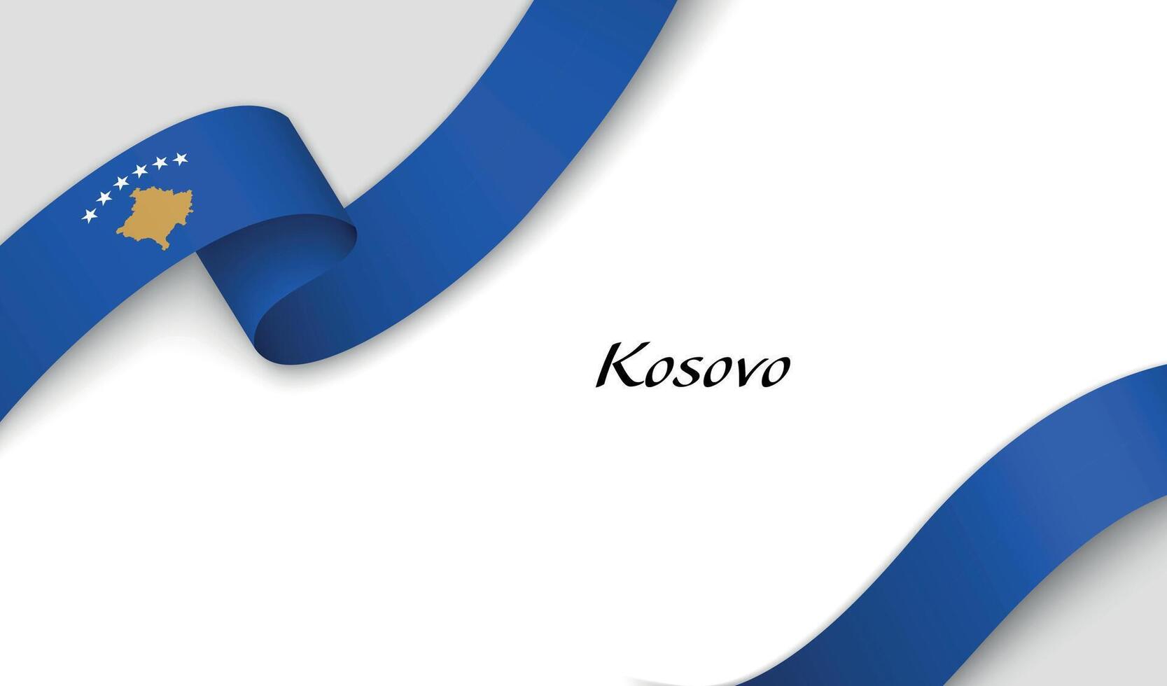Ribbon with fllag of Kosovo on white background vector