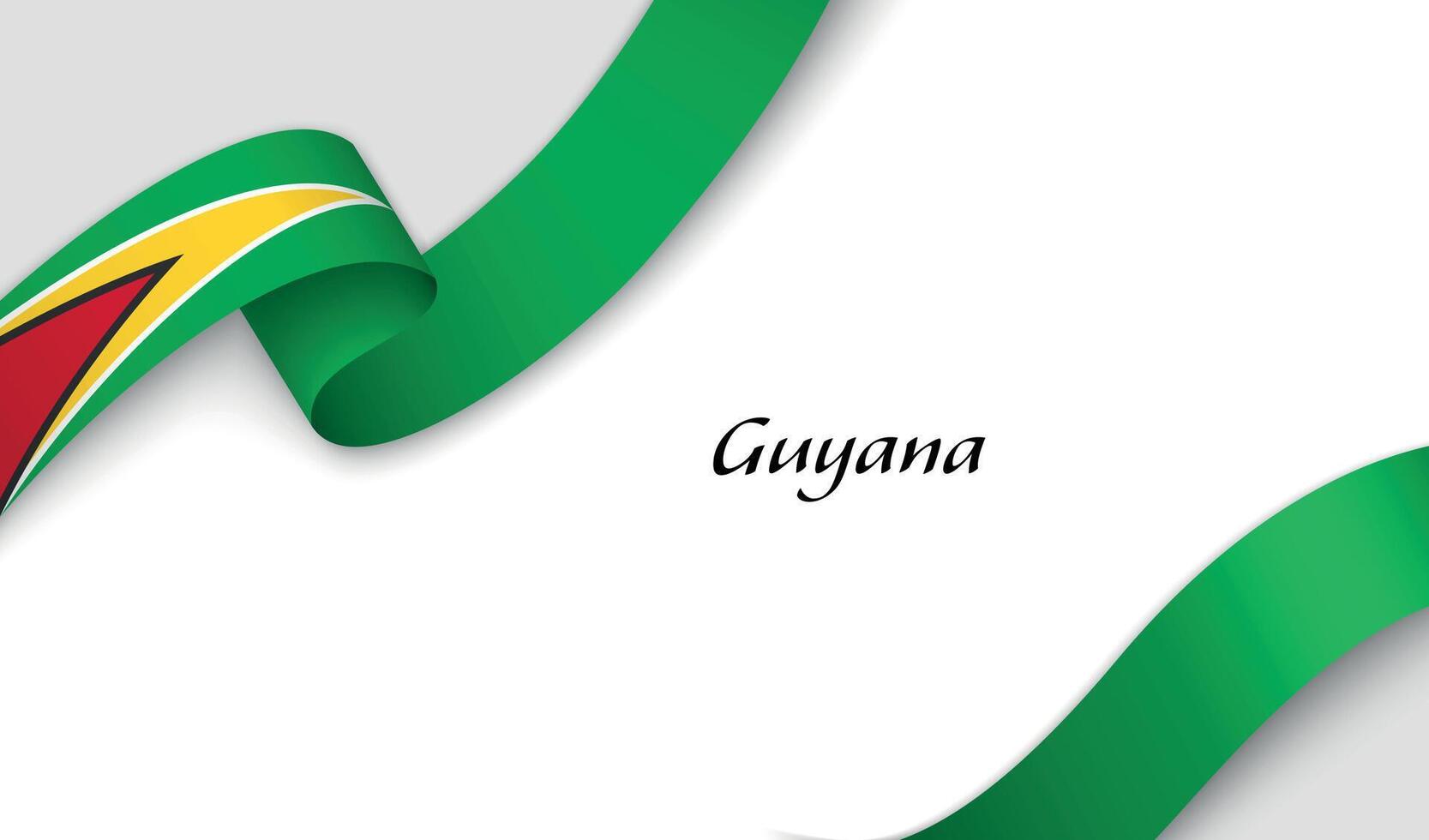 Curved ribbon with fllag of Guyana on white background vector