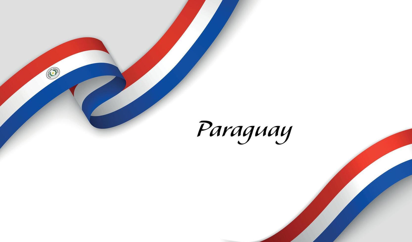 Curved ribbon with fllag of Paraguay on white background vector