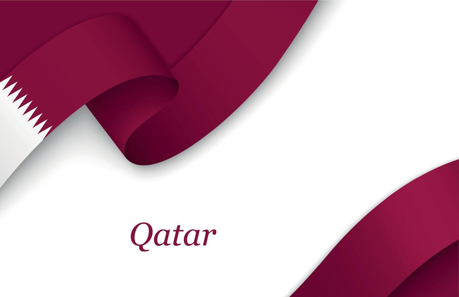 Ribbon with fllag of Qatar on white background vector