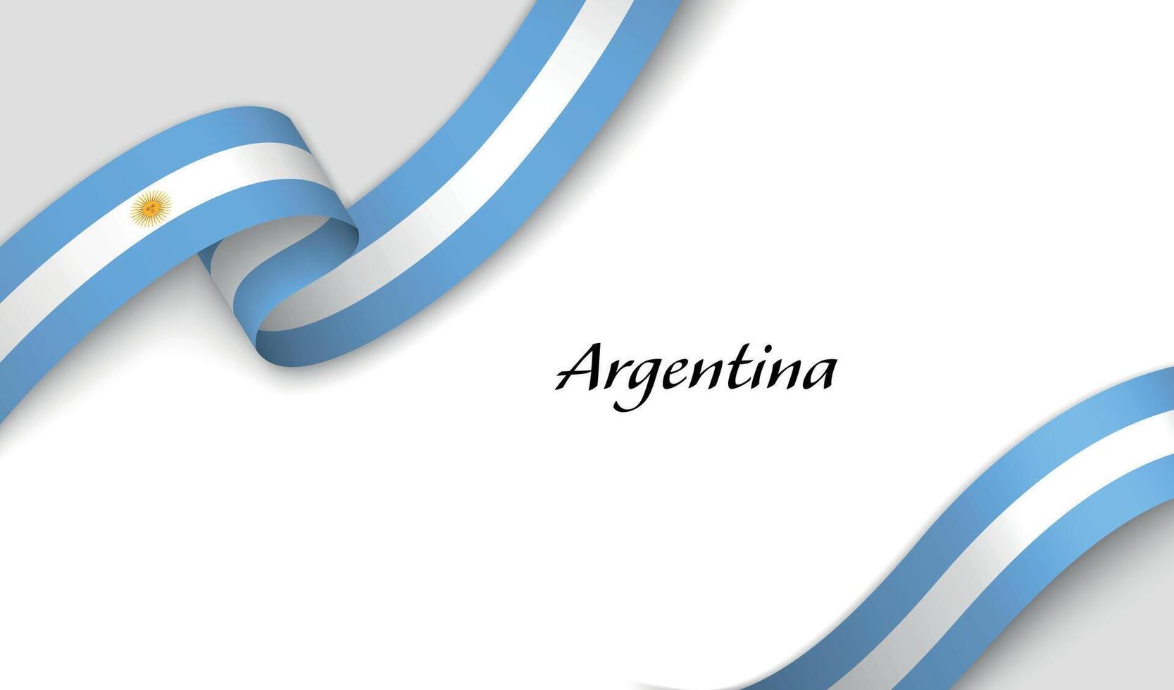 Curved ribbon with fllag of Argentina on white background vector