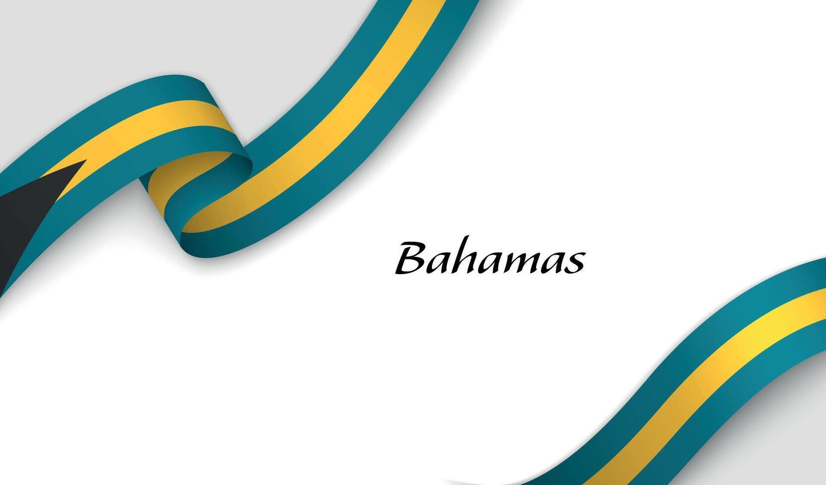 Curved ribbon with fllag of Bahamas on white background vector