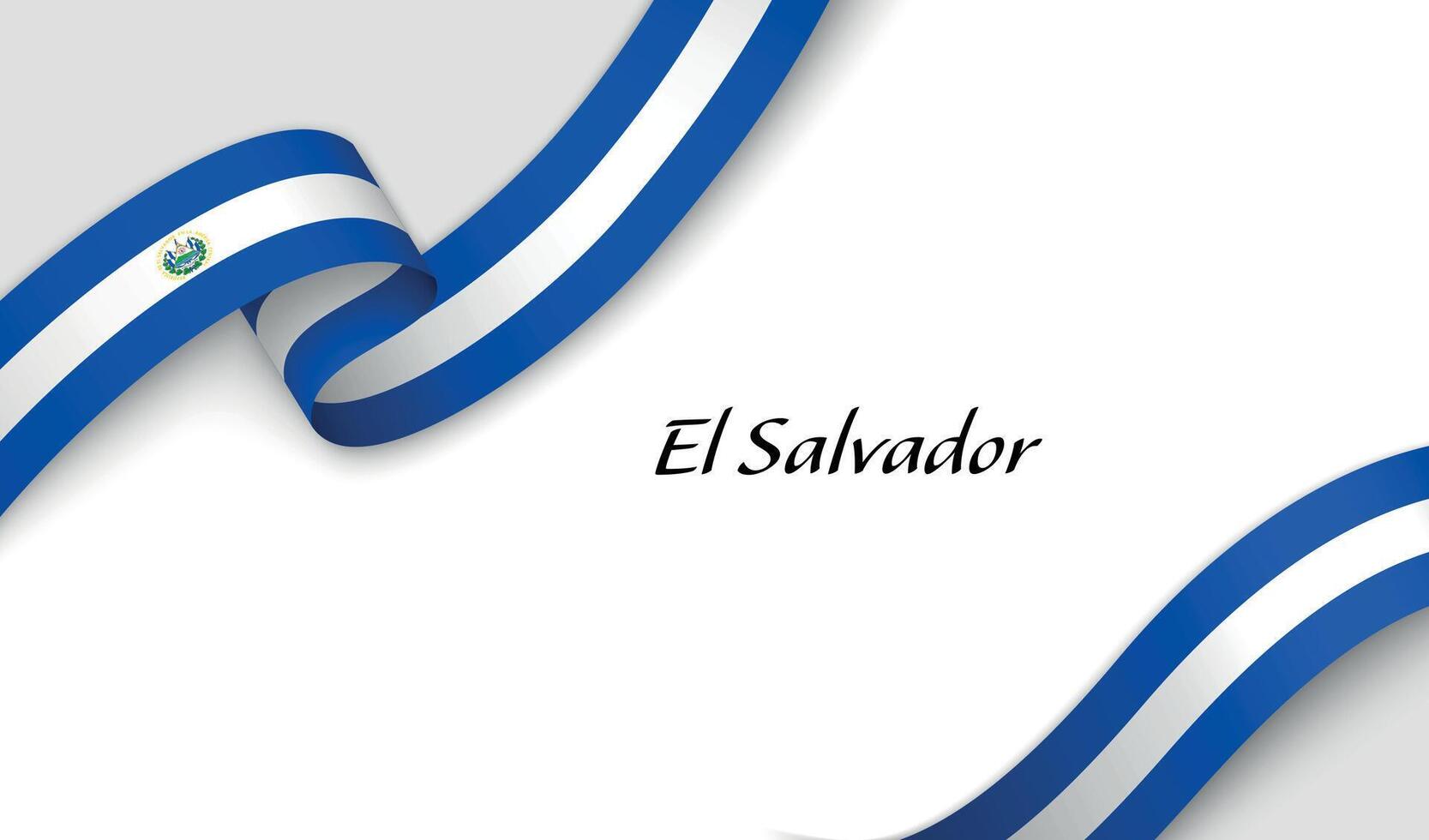 Curved ribbon with fllag of El Salvador on white background vector
