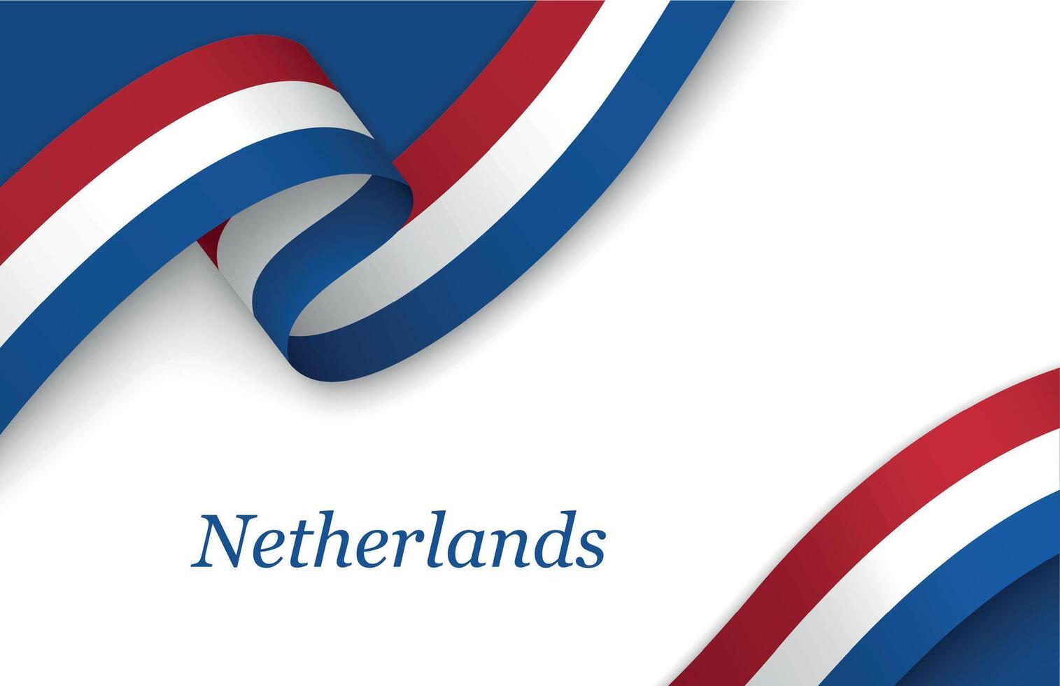 Ribbon with fllag of Netherlands on white background vector