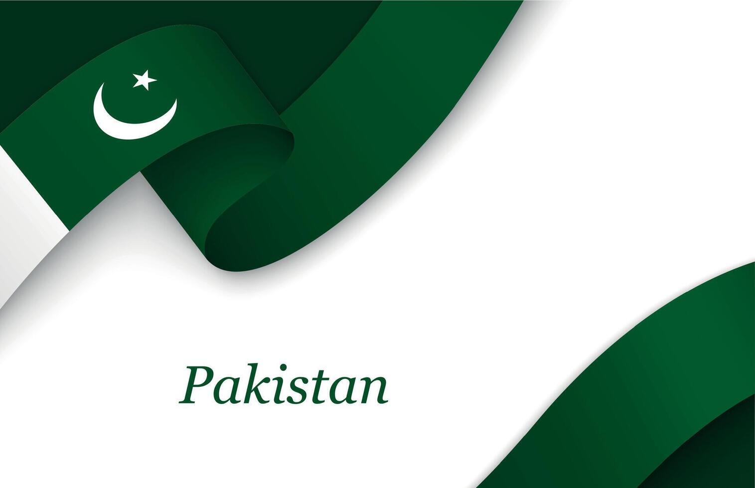 Ribbon with fllag of Pakistan on white background vector