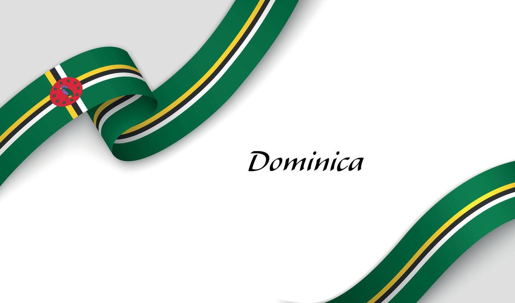 Curved ribbon with fllag of Dominica on white background vector