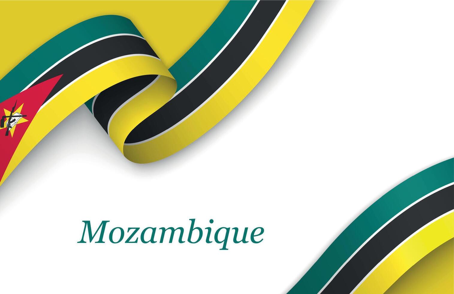 Ribbon with fllag of Mozambique on white background vector