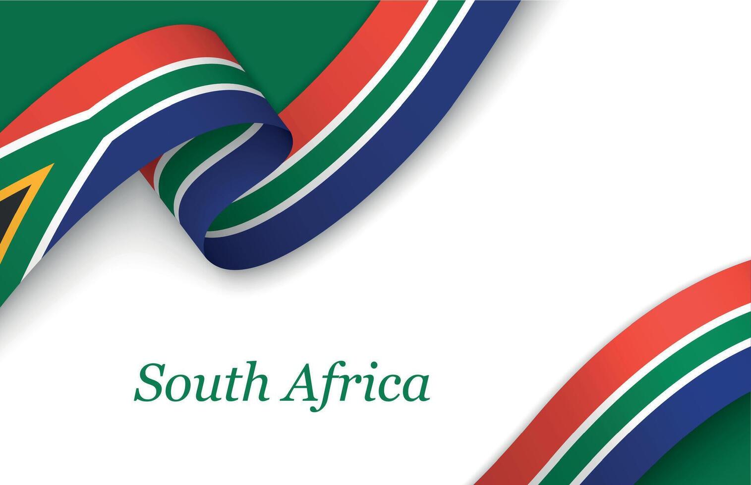 Ribbon with fllag of South Africa on white background vector