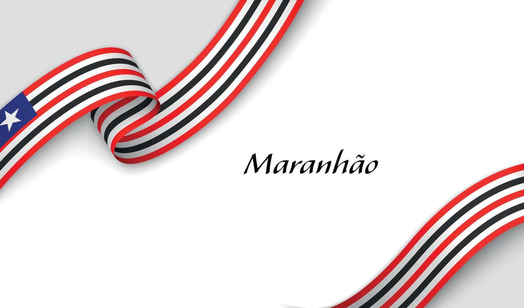 Curved ribbon with fllag of Maranhao is a state of Brazil on white background vector