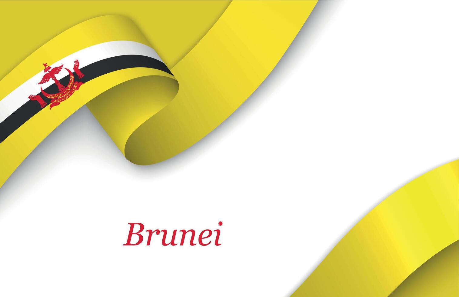 Ribbon with fllag of Brunei on white background vector