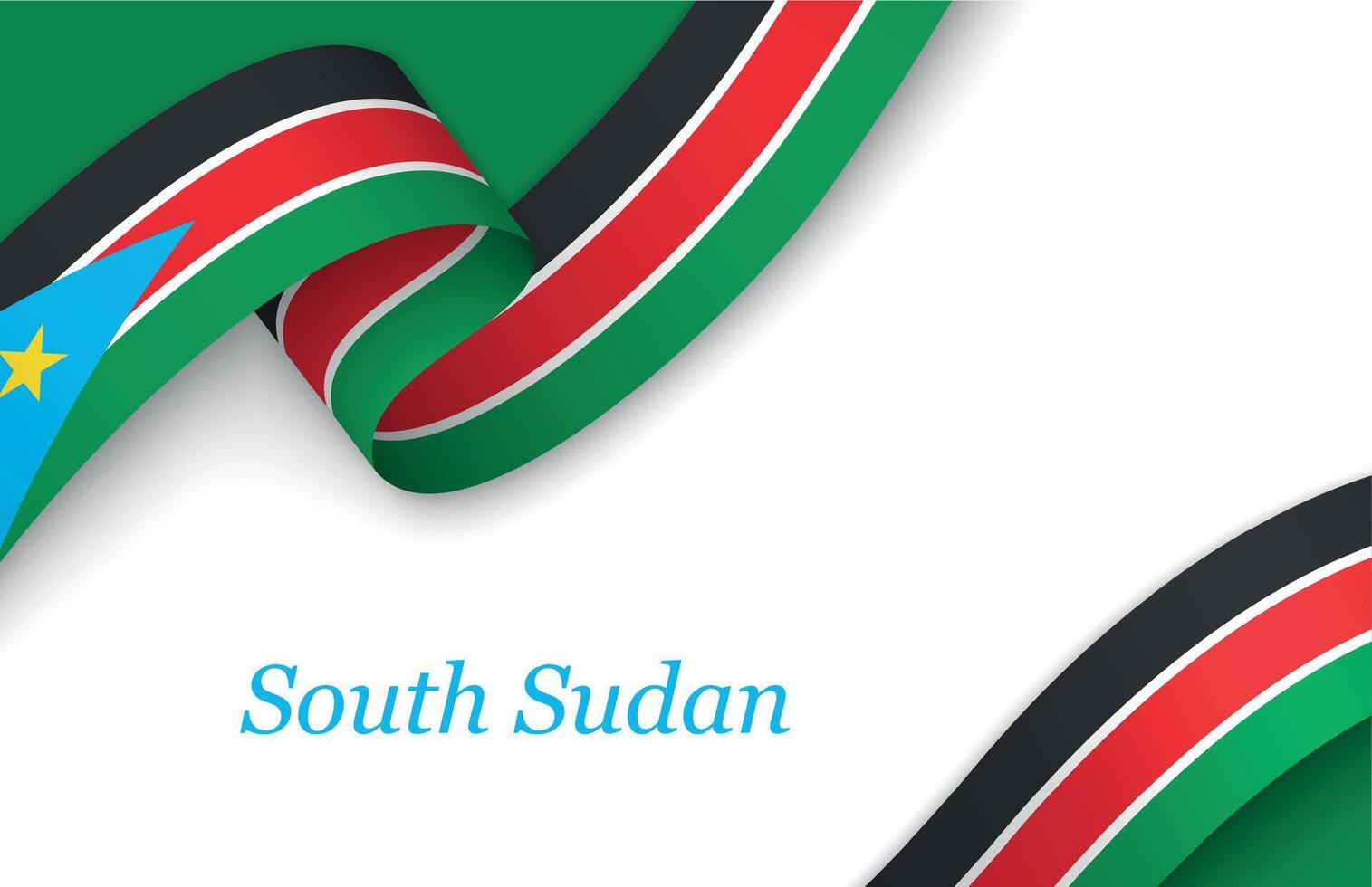 Ribbon with fllag of South Sudan on white background vector