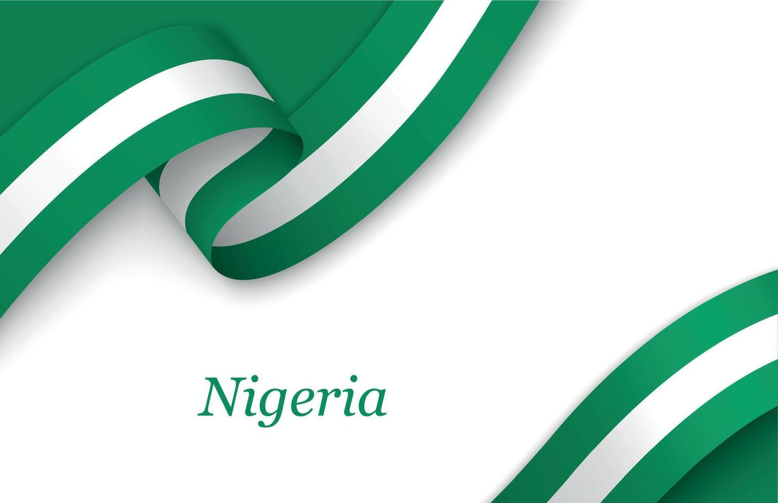 Ribbon with fllag of Nigeria on white background vector
