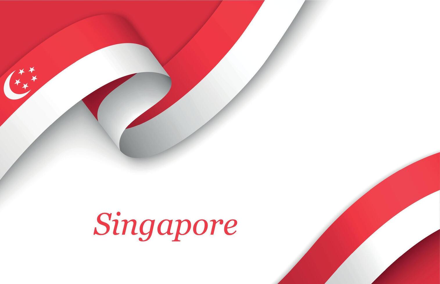 Ribbon with fllag of Singapore on white background vector