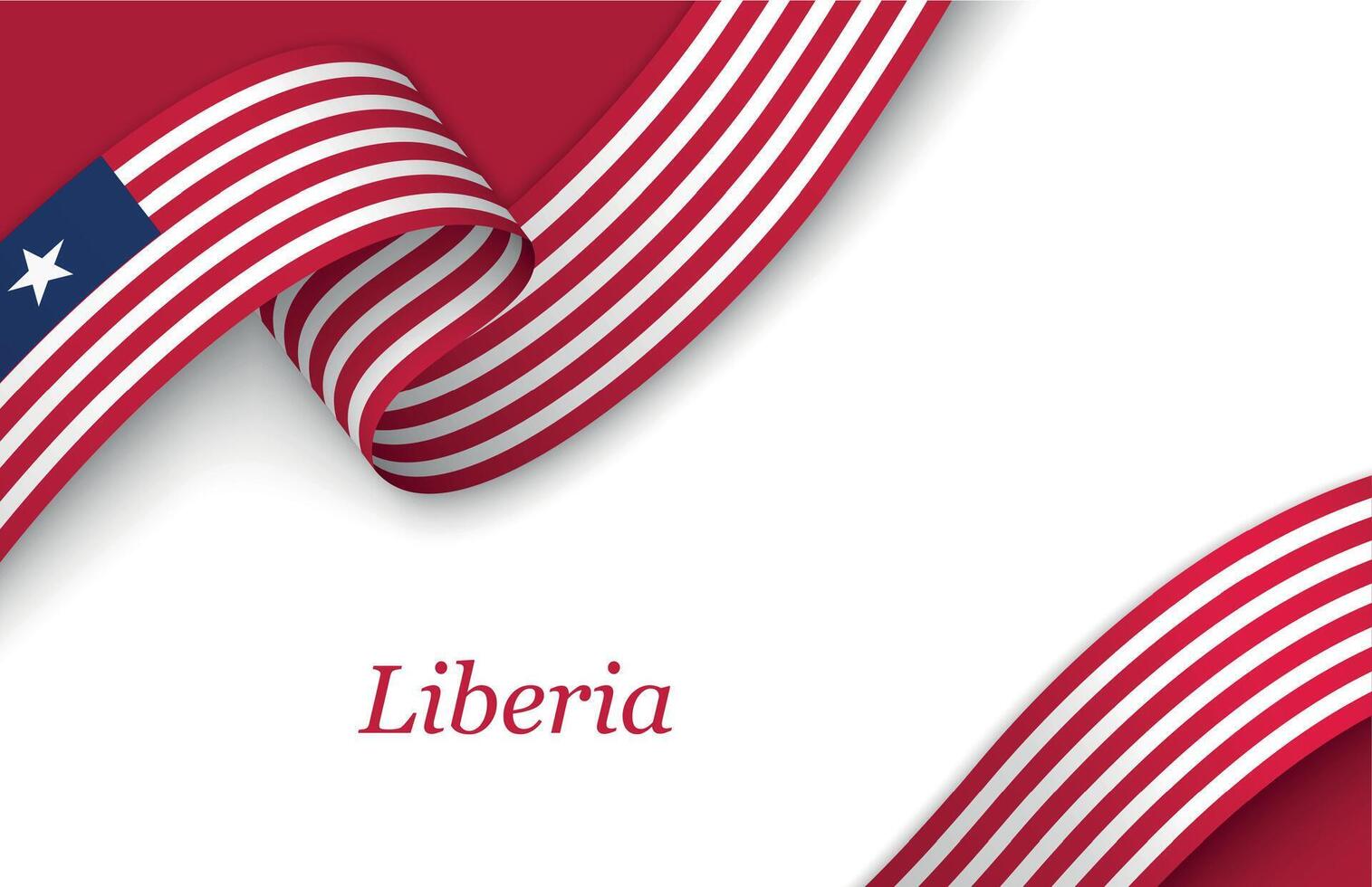 Ribbon with fllag of Liberia on white background vector
