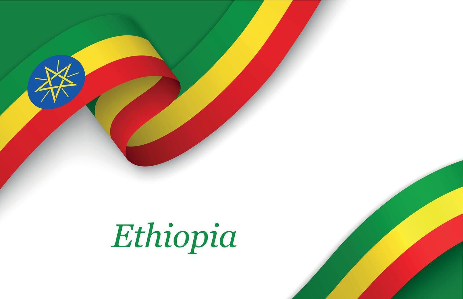 Ribbon with fllag of Ethiopia on white background vector