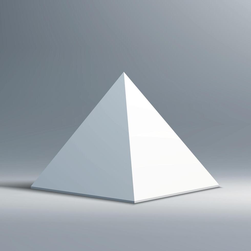 Minimalist White Geometric Pyramid on Gray Background vector